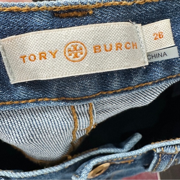 Tory Burch Connor Crop Fringe Hemmed Jeans Size 26 Beach Vacation Resort Holiday - Picture 5 of 13